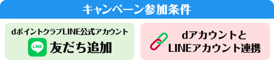【キャンペーン参加条件】dポイントクラブLINE公式アカウント 友だち追加 dアカウントとLINEアカウント連携