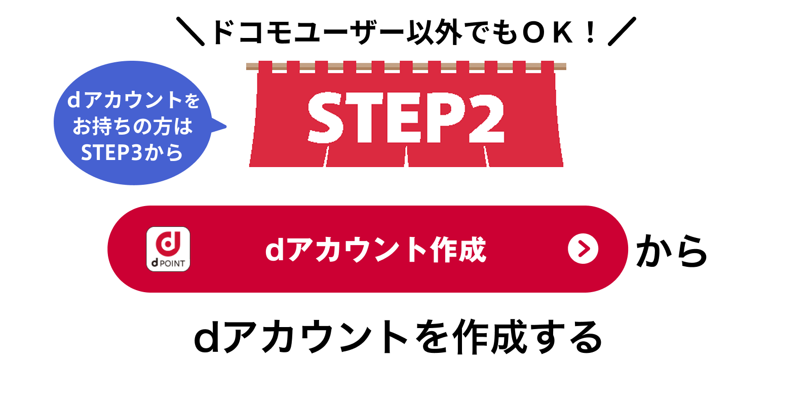 【STEP2】「dアカウント作成」からdアカウントを作成する